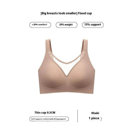 Comfortable Seamless Push-Up Bra with Nylon Fabric for Women - khaki seamless thin-cup everyday push-up bra with double shoulder straps