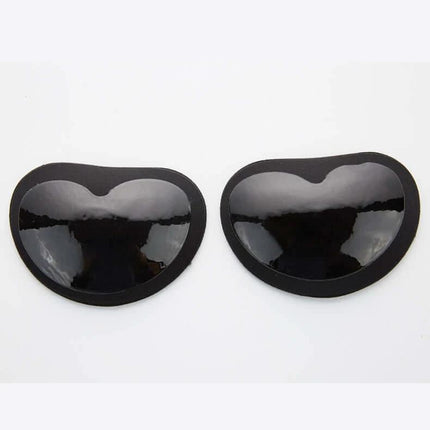 Silicone Nipple Covers For Bras And Swimwear Beige Pair - self-adhesive black pair shown, skin-friendly silicone with matte cloth outer layer