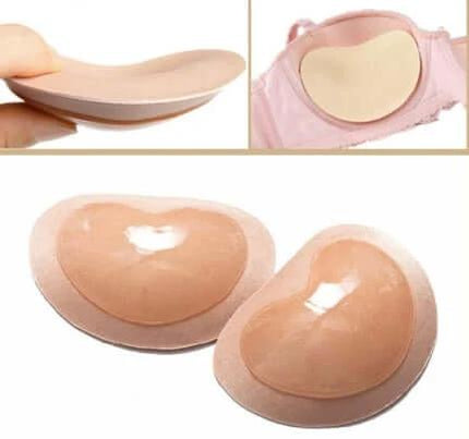 Silicone Nipple Covers For Bras And Swimwear Beige Pair showing self-adhesive beige silicone pads with cloth matte outer layer for invisible coverage