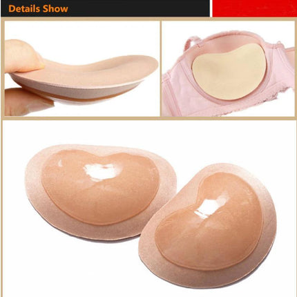 Silicone Nipple Covers For Bras And Swimwear Beige Pair - beige self-adhesive silicone nipple covers with cloth outer layer shown in bra and close-up