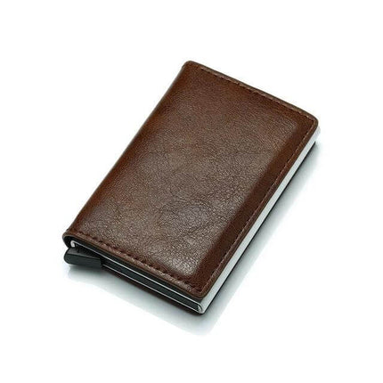 Bisi Goro RFID Card Holder Wallet Retro Leather Box Style For Everyday Use compact brown microfiber leather RFID card holder
