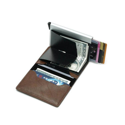 Bisi Goro RFID Card Holder Wallet Retro Leather Box Style For Everyday Use compact vintage microfiber leather wallet with aluminum RFID protection