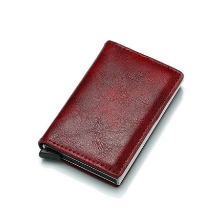 Bisi Goro RFID Card Holder Wallet Retro Leather Box Style For Everyday Use slim red microfiber leather RFID card case