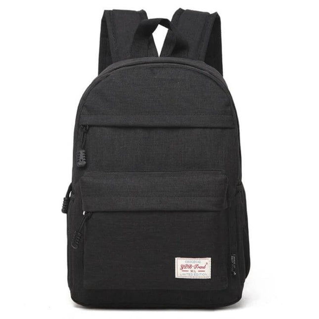 Canvas Laptop Backpack For 13-15 Inch Laptops Everyday Use - black durable canvas with padded laptop compartment and front pockets