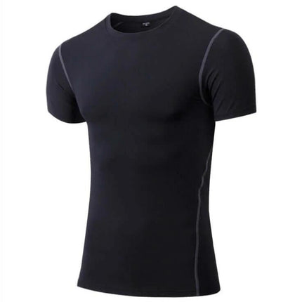 Cotton Quick Dry Sport Shirt For Everyday Training And Casual Wear - black short-sleeve athletic tee with contrast seam lines, fitted moisture-wicking