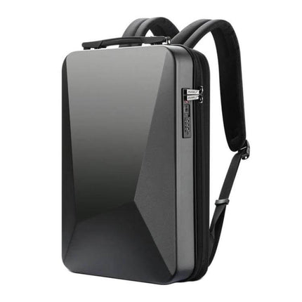 Hard Shell Expandable Backpack With USB Charging Hole, Black - rigid carbon fiber reinforced 17.3" laptop protection for travel and commuting