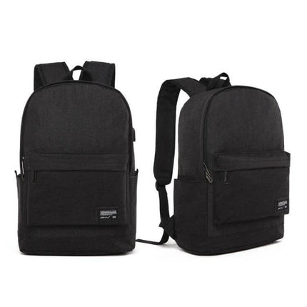 Laptop Backpack For 15.6 Inch And Under Everyday Use - black durable oxford cloth backpack with USB charging port and front pocket