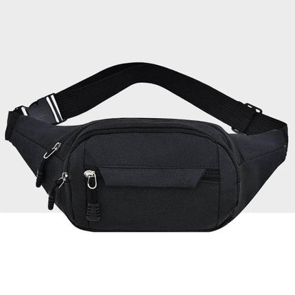 Crossbody Chest Bag With Multi Function Pockets For Everyday Use - black Oxford cloth chest bag with multiple zip pockets for phone, glasses, wallet (28×14×10cm)