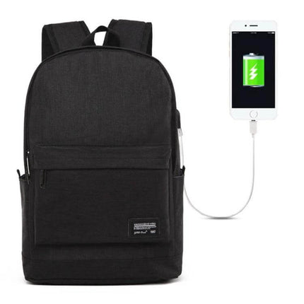 Laptop Backpack For 15.6 Inch And Under Everyday Use black oxford cloth with external USB charging port and front pocket
