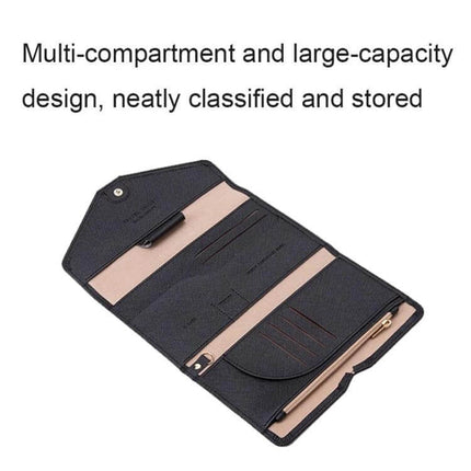 RFID Passport Bag With Anti Theft For Travel Black slim PU multi-compartment passport wallet with card slots and zip pocket for travel security