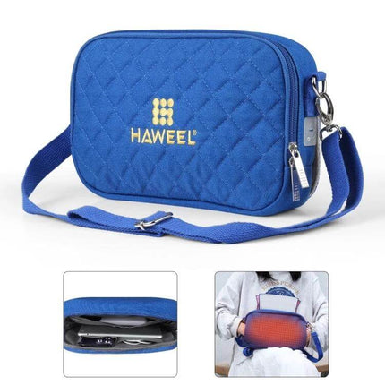Messenger Shoulder Small Bag With Hand Warmer For Cold Days compact blue quilted canvas crossbody with USB heating element