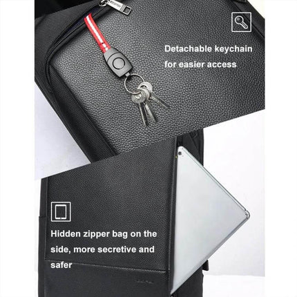 Bopai First-Layer Cowhide Laptop Backpack Waterproof For Business Commute detachable keychain and hidden side zipper pocket for tablet and keys