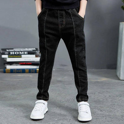 Boys Velvet Jeans 3 Months For Everyday Comfort Wear - black velvet baby jeans with elastic waist, jeans-style silhouette for daily play
