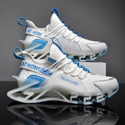 Boys Basketball Blade Sneakers Black Everyday Wear white and blue flying weave upper rubber sole for school gym and casual wear
