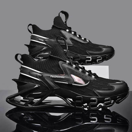 Boys Basketball Blade Sneakers Black Everyday Wear — breathable flying weave upper, rubber sole for school gym and casual play