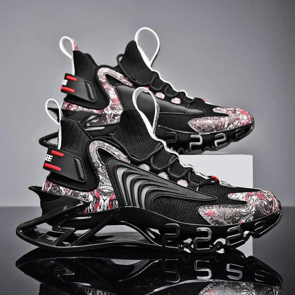Boys Basketball Blade Sneakers Black Everyday Wear breathable flying weave upper rubber sole for school gym and casual outdoor use