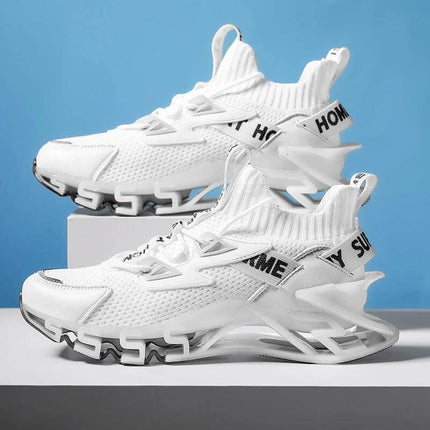 Boys Basketball Blade Sneakers Black Everyday Wear white flying weave upper rubber sole breathable gym and casual shoes