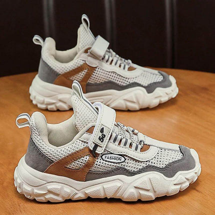 Boys Casual Shoes Breathable Mesh For Everyday Wear - white grey breathable mesh sneakers with EVA sole for school and play