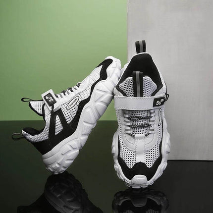 Boys Casual Shoes Breathable Mesh For Everyday Wear - white black breathable mesh sneakers with EVA sole for school and play
