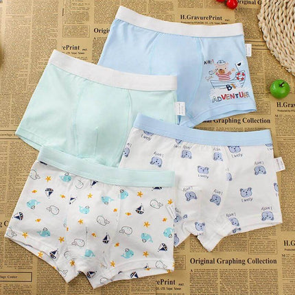 Boys Cartoon Cotton Boxer Shorts With Dinosaur Print - pack of 4 breathable 100% cotton boys’ boxer shorts with elastic waistband and playful dinosaur prints