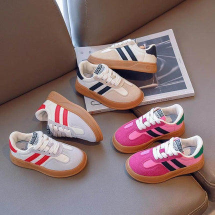 Boys' Casual Sneakers Rose Red for Everyday School Days - rose red kids lace-up PU upper rubber sole for school and playground