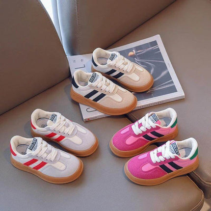 Boys' Casual Sneakers Rose Red for Everyday School Days - rose red boys' casual sneakers with PU upper, rubber sole and lace-up fit