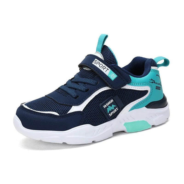 Mesh Breathable Boys' Sneakers Velcro For Everyday Wear navy teal mesh sneaker with Velcro strap and lightweight EVA sole