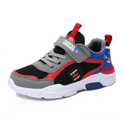 Mesh Breathable Boys' Sneakers Velcro For Everyday Wear - grey black red blue mesh sneaker with Velcro strap for kids