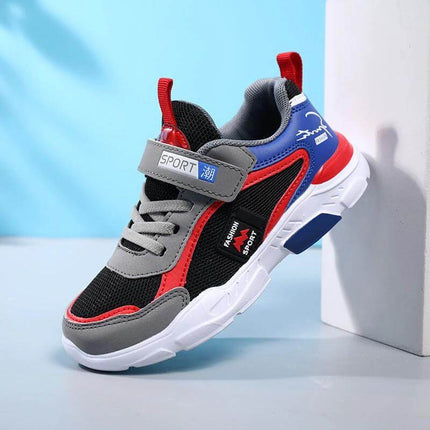 Mesh Breathable Boys' Sneakers Velcro For Everyday Wear - black red blue mesh boys' sneaker with Velcro strap and EVA sole