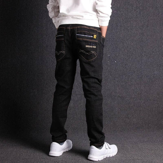 Boys Jeans Micro Stretch For Everyday Comfort And Play - back view of dark denim boys jeans with stretch for school and play