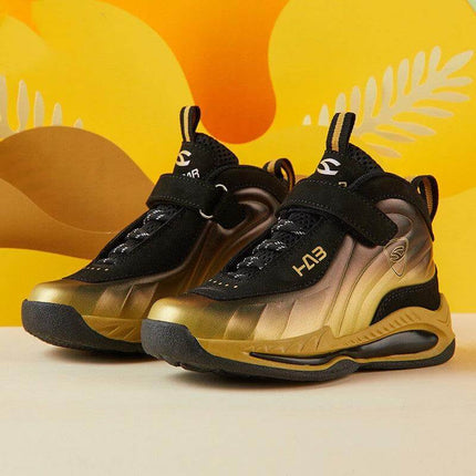 Boys Sneakers Size 28-33 For Daily School Wear Everyday black gold PU upper TPR sole durable easy-clean
