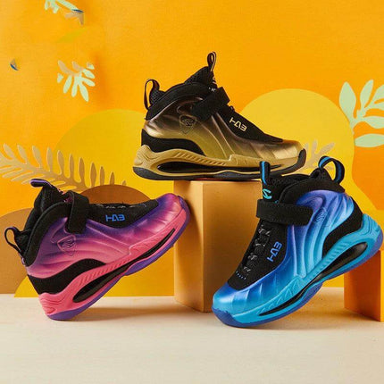Boys Sneakers Size 28-33 For Daily School Wear Everyday - lake blue, pink purple, black gold PU upper TPR sole plain pattern