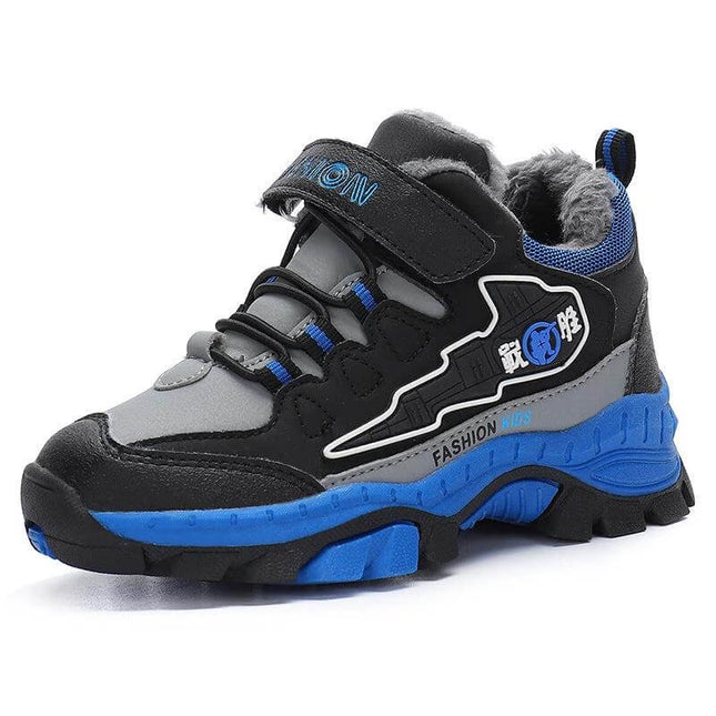 Boys Tide Running Sneakers Black Red For Everyday Play durable synthetic leather Velcro strap casual school gym shoes