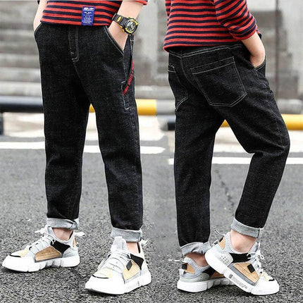 Boys Velvet Jeans 3 Months For Everyday Comfort Wear - black velvet jeans-style pants for 3-month-old boys, soft casual everyday outfit