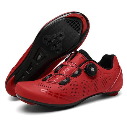 Breathable Cycling Shoes For Men Everyday Road Riding - red ventilated lightweight road cycling shoe with elastic band closure