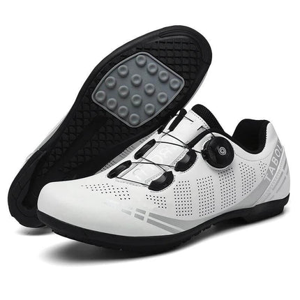 Breathable Cycling Shoes For Men Everyday Road Riding white ventilated elastic band closure nylon outsole road pedals