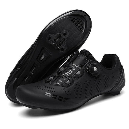 Breathable Cycling Shoes For Men Everyday Road Riding - black breathable road cycling shoes with ventilated upper and nylon outsole