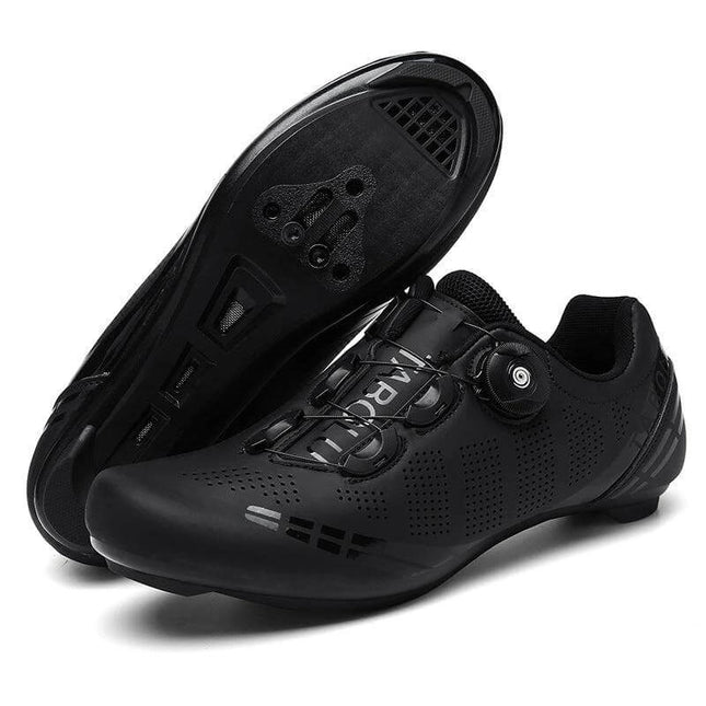 Breathable Cycling Shoes For Men Everyday Road Riding - black breathable road cycling shoes with ventilated upper and nylon outsole