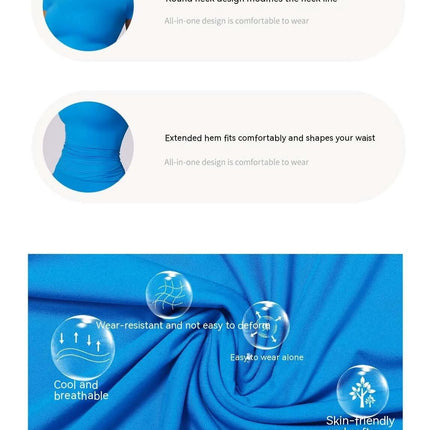 Breathable Tight Yoga Short Sleeve T Shirt For Running And Fitness - blue nylon brushed fabric, round neck, fitted waist, moisture-wicking and breathable