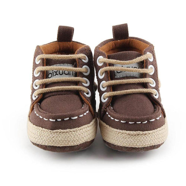 Baby Cotton Shoes Size 1 For Toddler Everyday Comfort lightweight brown cotton infant shoes with stitched sole non-slip for indoor play and stroller outings