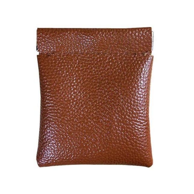 PU Leather Coin Purse 8x10 Cm Small Wallet For Everyday Use - brown textured compact open-top coin pouch, fits pockets and bags