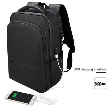 Business Casual Computer Backpack With USB Charging Port 13–17 Inch black commuter backpack with external USB charging port and organized front pocket