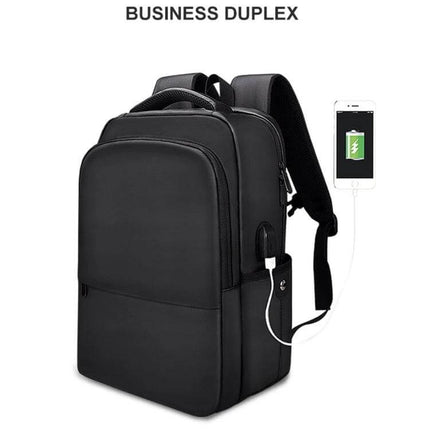 Business Casual Computer Backpack With USB Charging Port 13–17 Inch black commuter backpack with external USB port and organized compartments