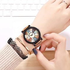 Vintage-Inspired Leather Quartz Wristwatch for Women - A Stylish Gift Timepiece