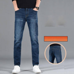 Trendy Mid-Waist Casual Cotton Jeans for Young Men