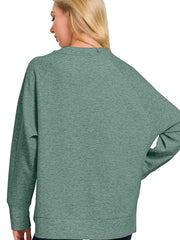 Zenana Scuba Round Neck Side Slit Sweatshirt