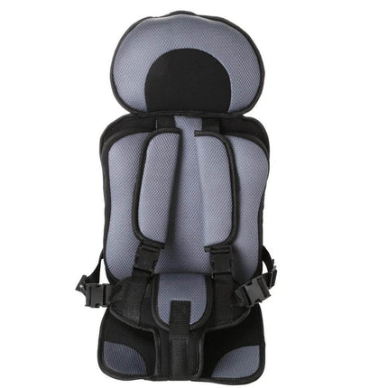 Portable Infant Safety Seat for Babies and Toddlers in Cars showing detachable seat back, padded harness and compact design for car travel