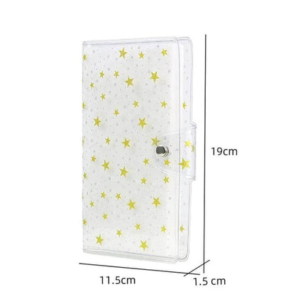CAIUL 3 Inch PVC Photo Album, Large Capacity for Memories - clear star print PVC album holds up to 96 photos 5.5x8.4cm, 11.5x1.5x19cm compact