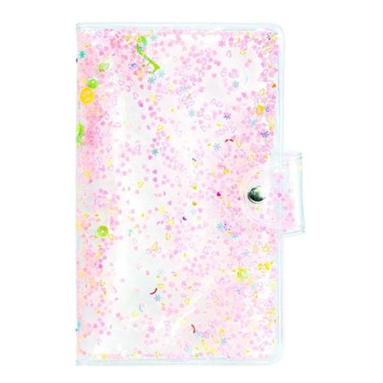 CAIUL 3 Inch PVC Photo Album, Large Capacity for Memories - pink glitter PU cover photo album for 96 photos and keepsakes
