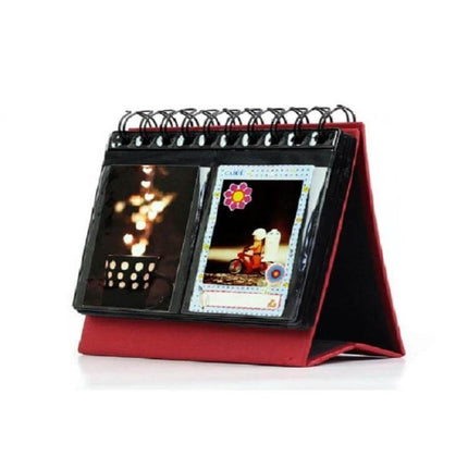 Calendar Style Desktop Standing Folder Album 68 Photos - red calendar-style desktop photo folder showing two displayed photos in vertical layout